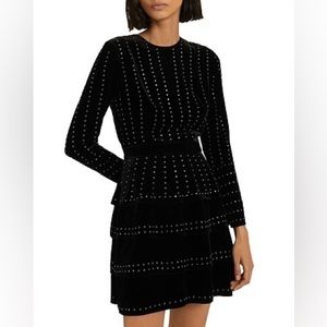 Reiss Angie Embellished Velvet Mini Dress NWT